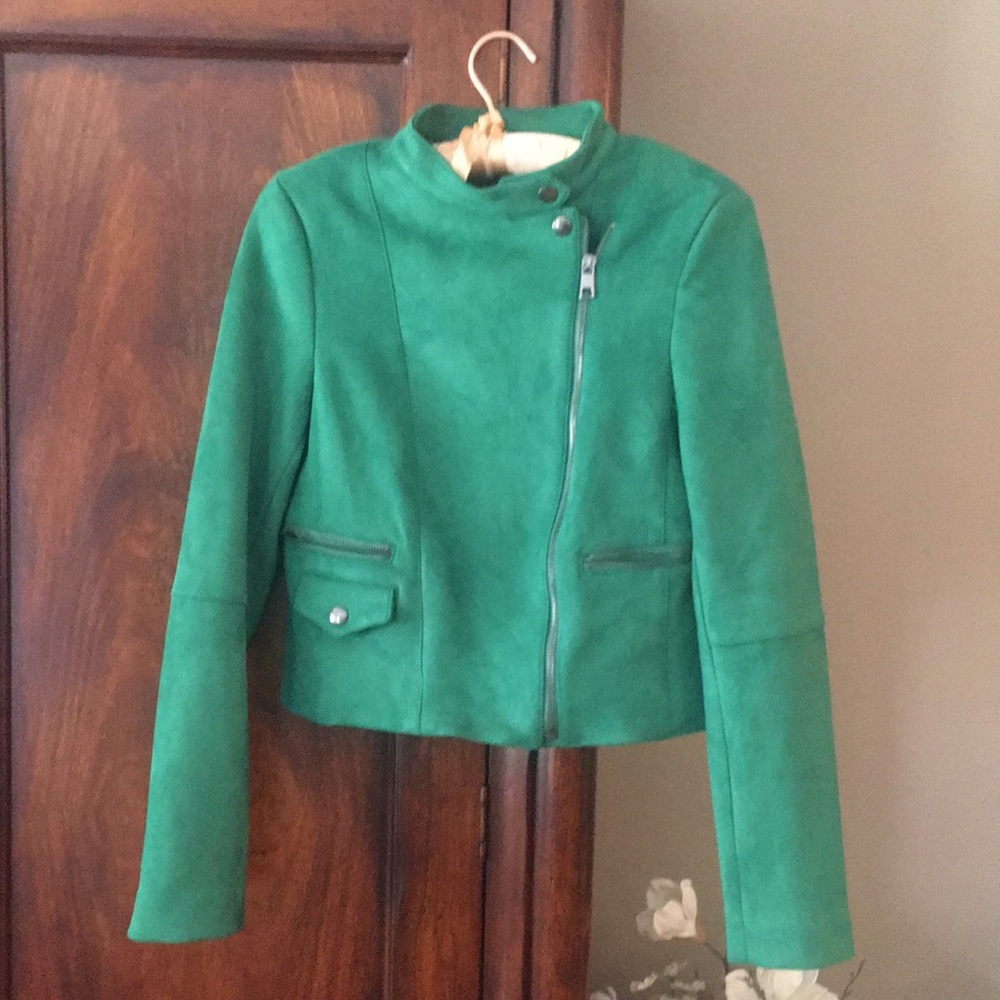 Banana Republic Green faux suede Banana Republic Moto jacket